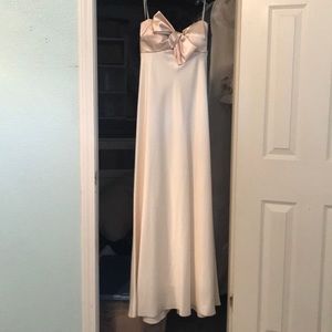Ivory bow strapless dress with champagne top